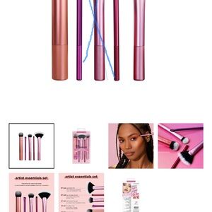 Real Techniques Artist Essentials Makeup Brush Set - Pink and Rose Gold